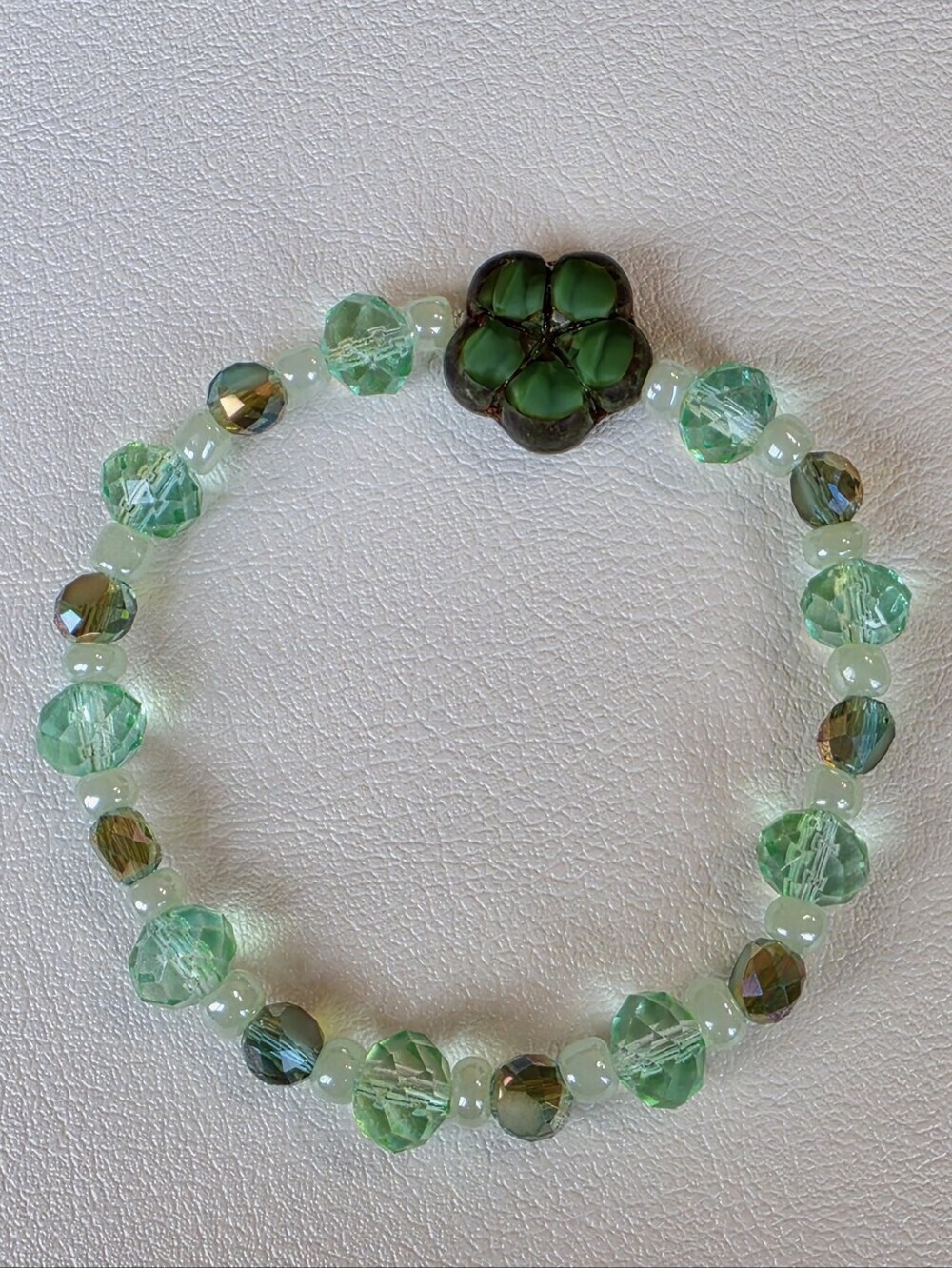 Handcrafted Green Flower Bracelet